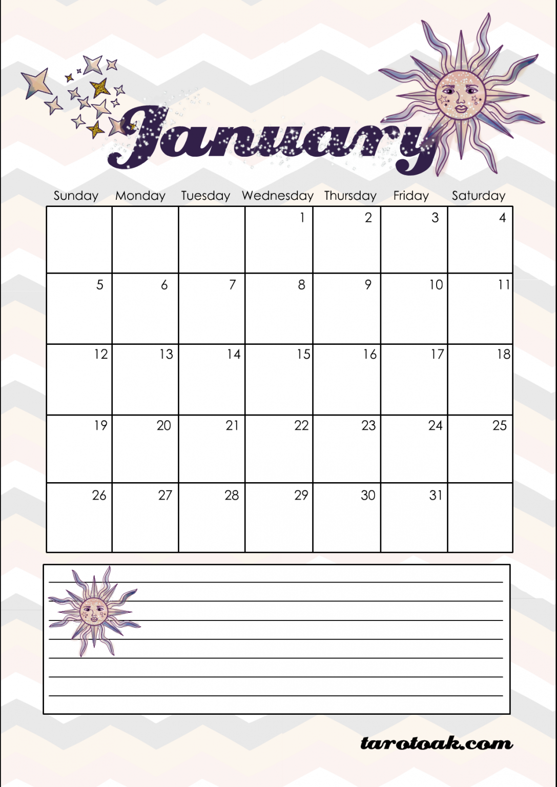 Free Printable 2020 Tarot Planner Calendar