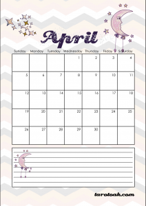 April 2020 Tarot Planner Page