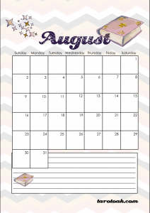 Calendar for August 2020