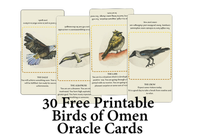 30 Free Printable Birds of Omen Oracle Cards