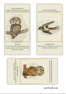 Owl, swallow and tawny owl, free printable oracle cards